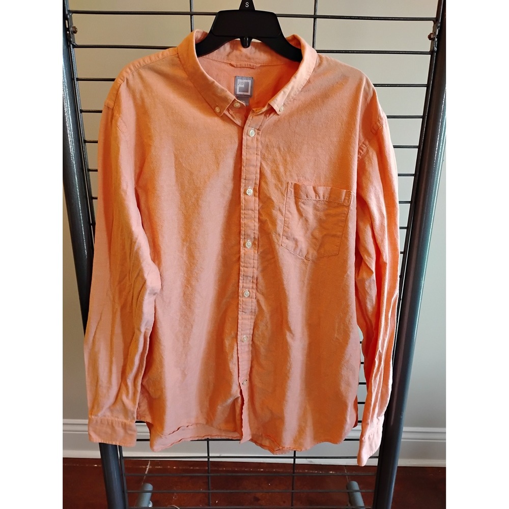 JCP Mens XXL Peach Peach 100% Cotton Oxford Long Sleeve Button Down Shirt